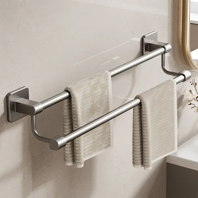 Adhesive Towel Rack 30-80cm Adjustable, No Drill Bathroom Towel Bar for Shower Room - Luvia