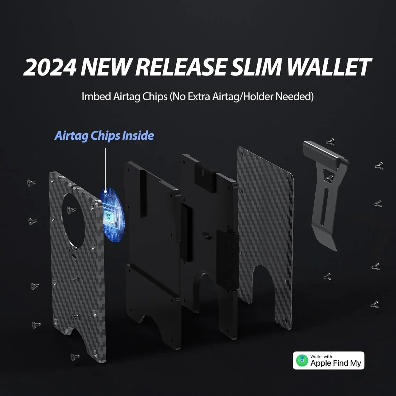 RFID Blocking Credit Card Holder, Slim Wallet For Men, Compatible with Find My iOS Only, Detachable Money Clip - Luvia