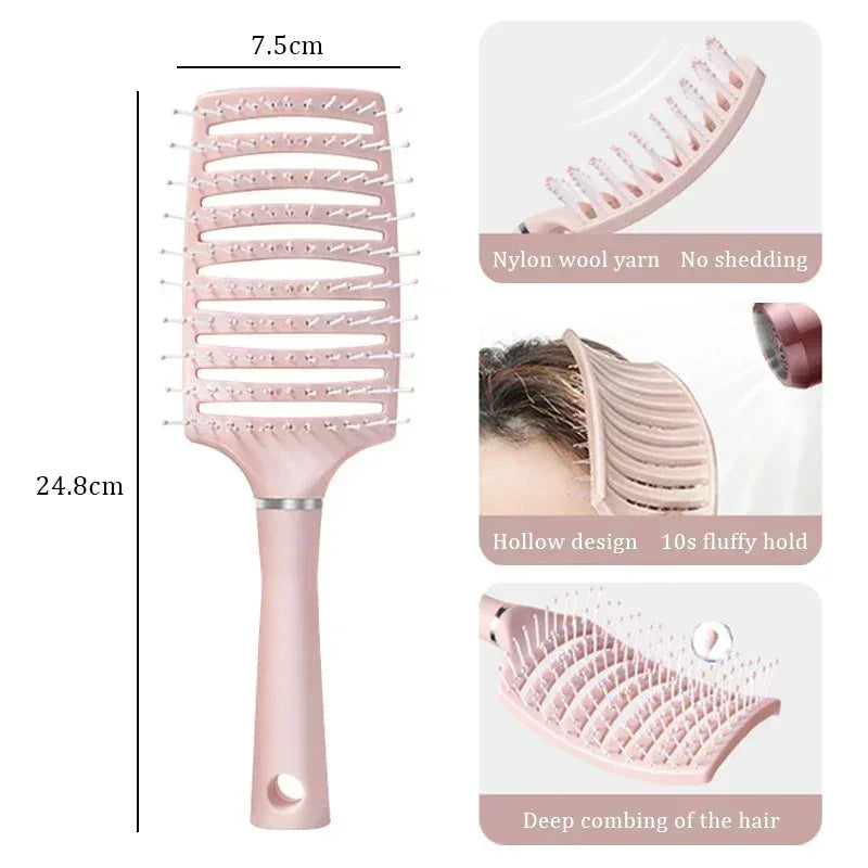 Detangling Hair Brush Hollow Scalp Massage Comb Hairdressing Wide Tooth Hair Comb Wet Curly Massage Brush Barber Styling Tools - Luvia