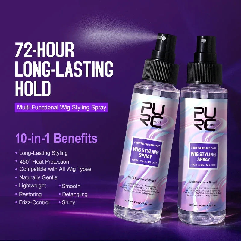 PURC Argan Oil Wig Hair Styling Spray for Women 450° Heat Protection Keratin Smooth Shiny Hair Treatment Hair Care 100ml - Luvia