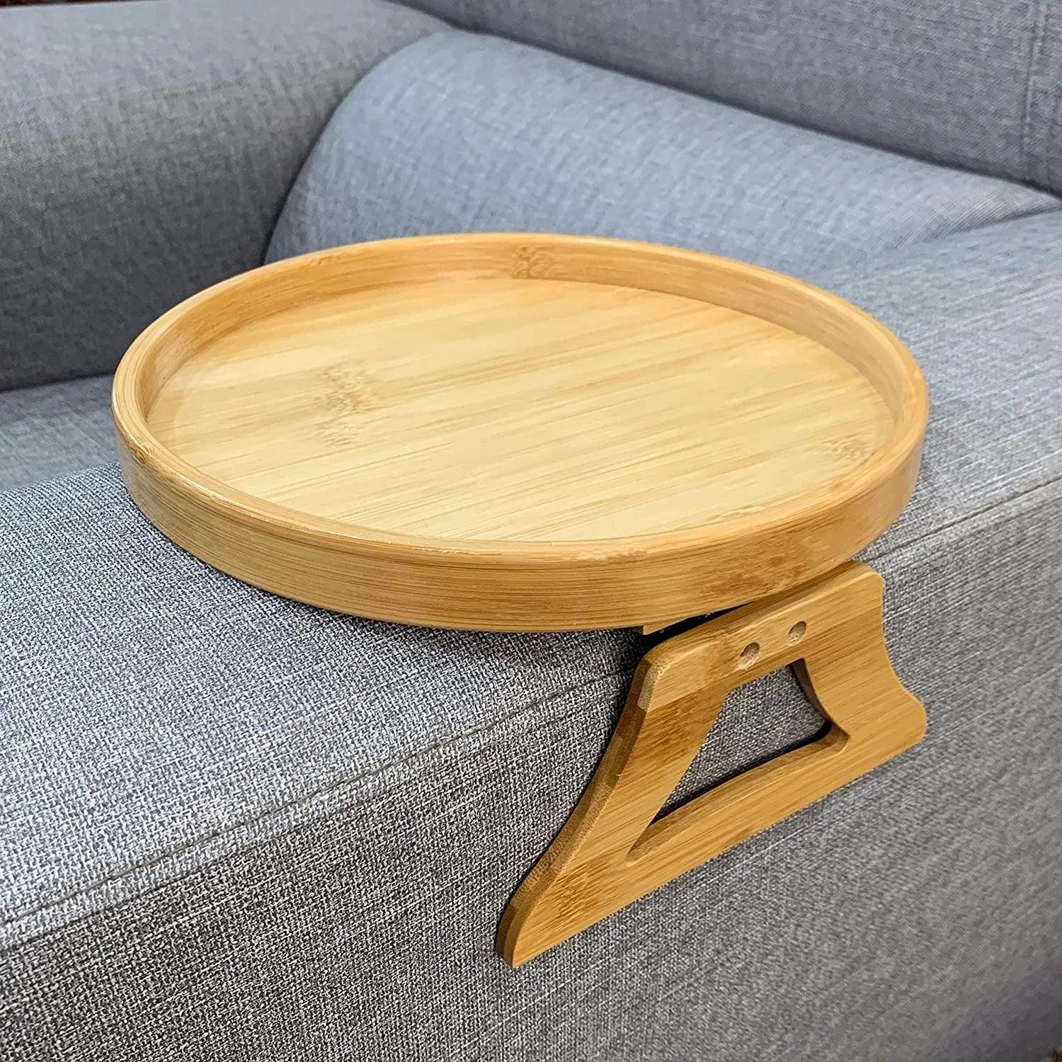 Sofa Tray Table Sofa Armrest Clip-On Tray Natural wooden Sofa Tray Practical TV Snack Tray for Remote Control Coffee Snacks - Luvia