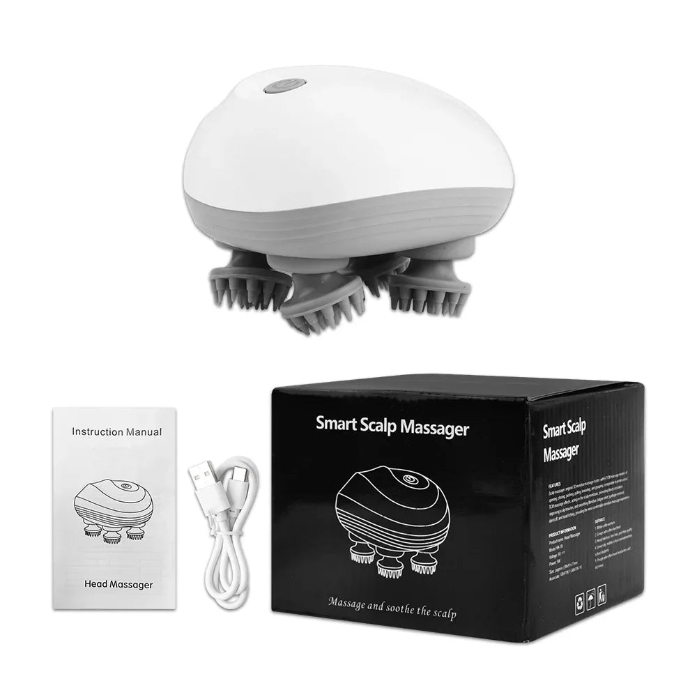 Electric Head Scalp Massager with 4 Kneading Massage Heads Body Deep Tissue Massager for Hair Growth Relaxtion and Cat Pet Claw - Luvia
