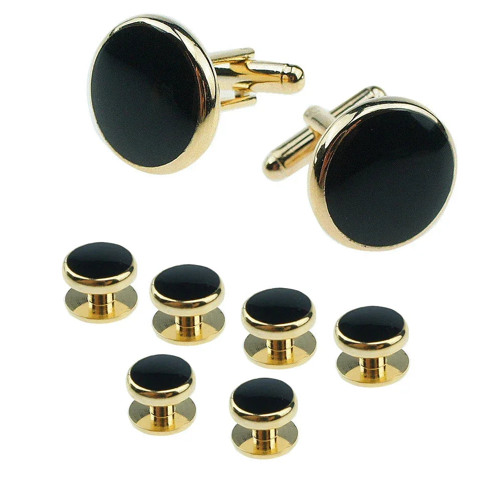 Cufflinks For Mens Luxury Quality Set Tuxedo Studs Shirts Cufflinks Set With Buttons 8pcs Set With Box Studs For Shirt Men Women - Luvia