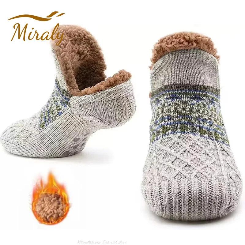 Super Warm Winter Non-slip Floor Socks Women Men Snow Socks Sleep Carpet Socks Slippers Socks Women Velvet Boot Unsiex Home Wear - Luvia