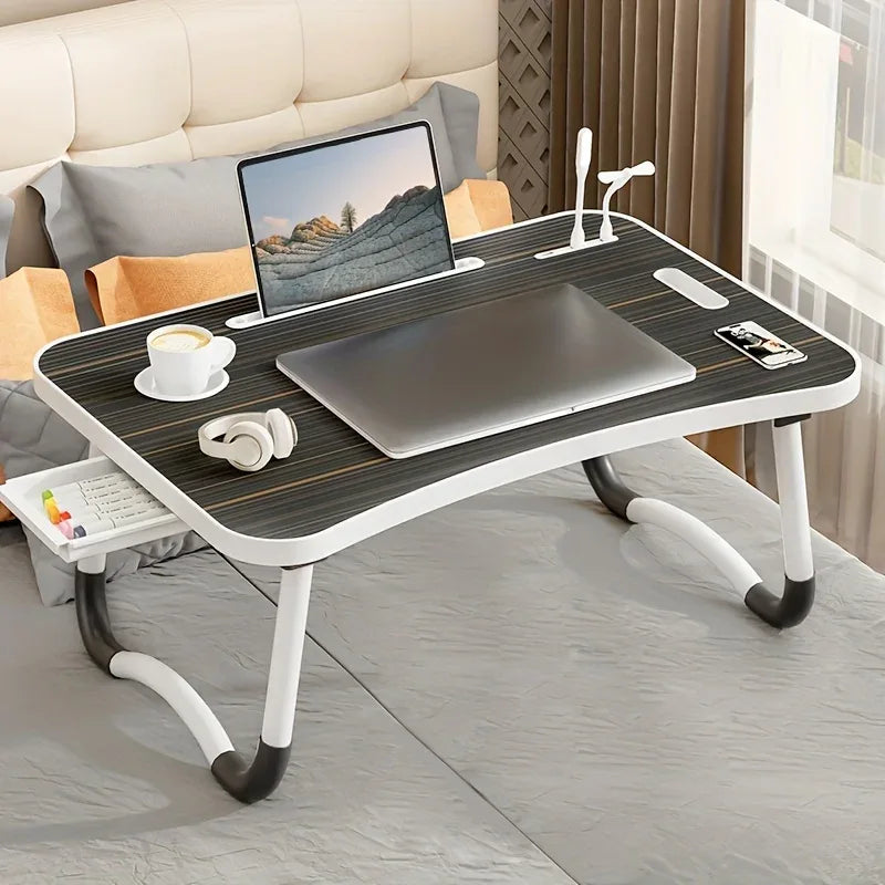 Extra Large Multifunctional Foldable Laptop Bed Desk - Multifunctional Tray Stand with Cup Holder and Drawer Stable and Durable - Luvia