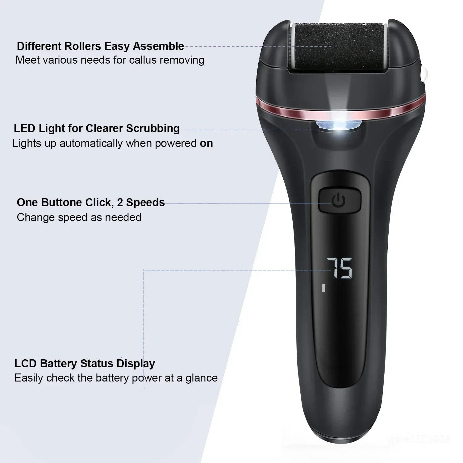Electric Callus Remover Professional Foot File Grinder Pedicure Machine Rechargeable Heel Cracked Dead Skin Scrubber 3 Heads - Luvia