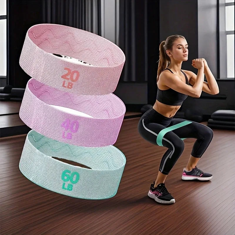 3pcs Resistance Bands Set Adjustable Fabric Loop Bands For Legs Hips Workouts Yoga Pilates Butt Toning Home Fitness Unisex - Luvia