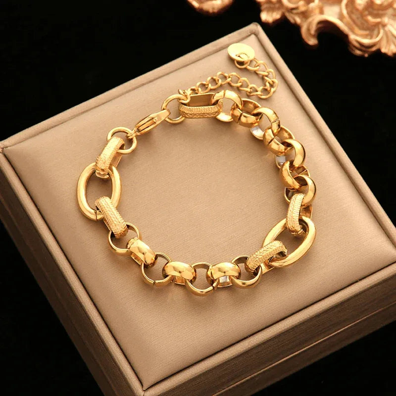 EILIECK 316L Stainless Steel Sparkling Rhinestone Chain Bracelet Bangles For Women Trendy Wrist Chain Waterproof Jewelry Gift - Luvia