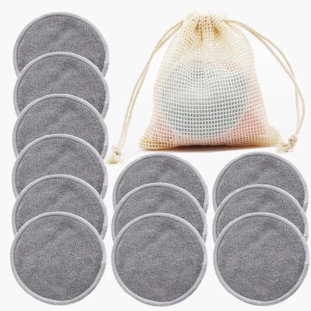 12PC Reusable Cotton Pads Makeup Remover Pads Washable Round Bamboo Make Up Pads Cloth Nursing Pads Skin Care Tool Skin Cleaning - Luvia