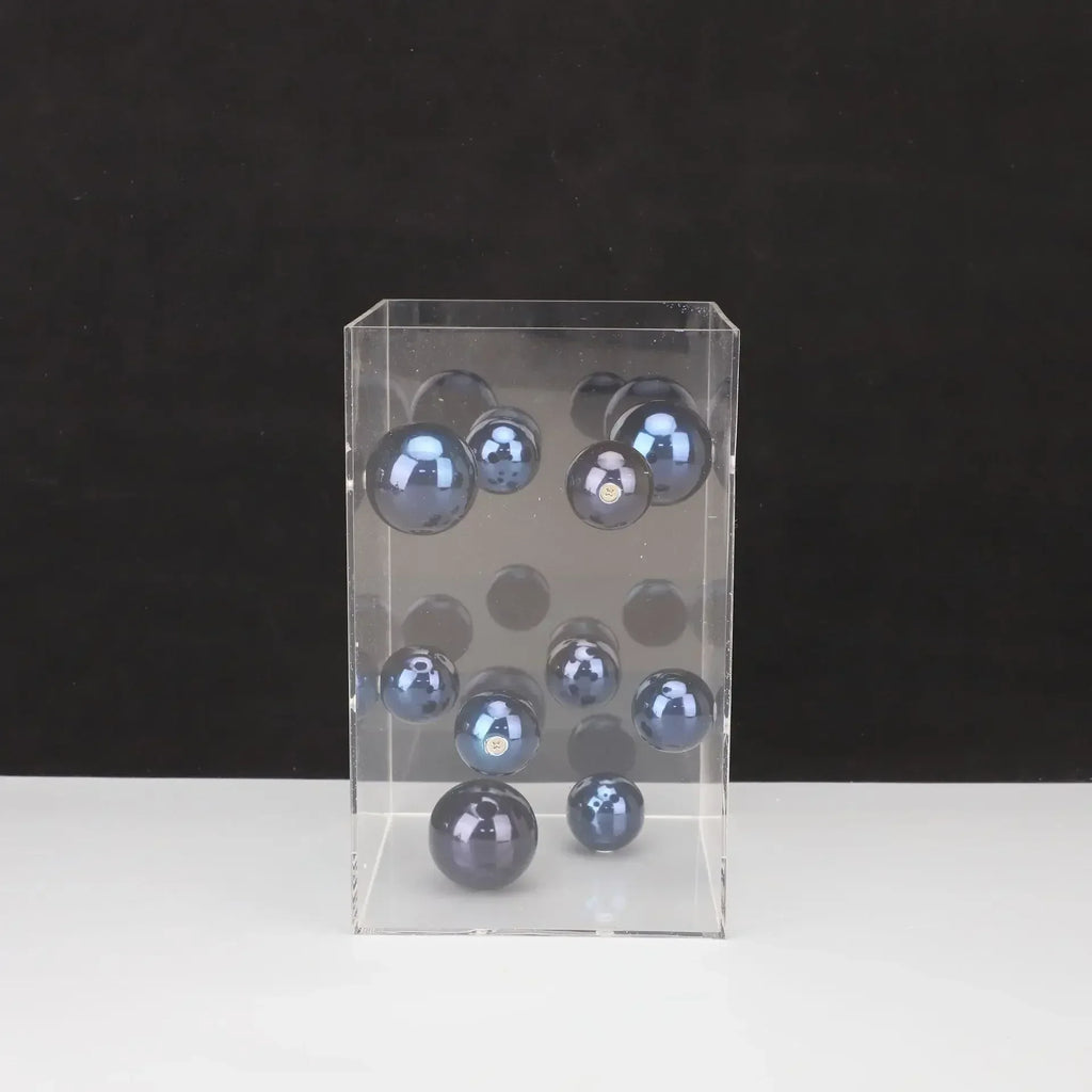 Geometric Metal Ball Art Transparent Acrylic Box Ornaments Modern Minimalist Square Living Room Decorations Desktop Furnishings - Luvia