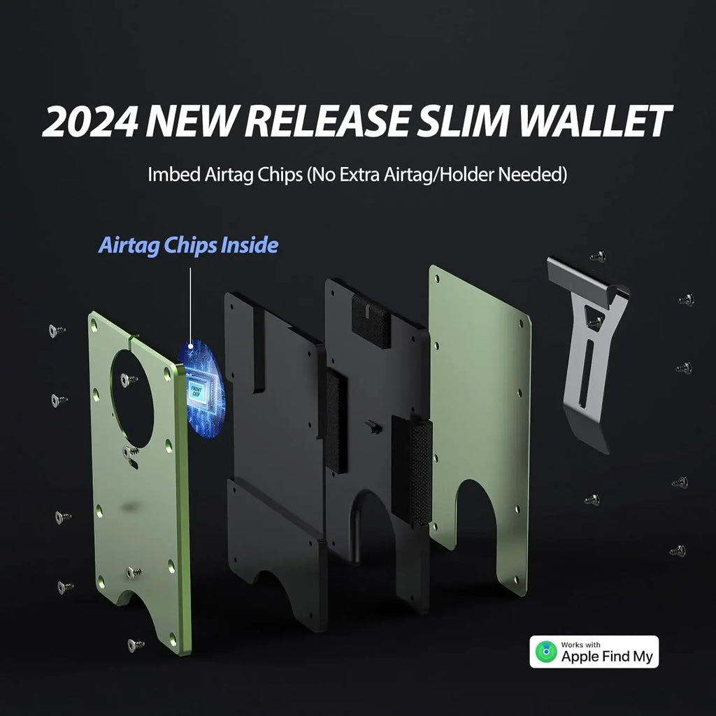 RFID Blocking Credit Card Holder, Slim Wallet For Men, Compatible with Find My iOS Only, Detachable Money Clip - Luvia