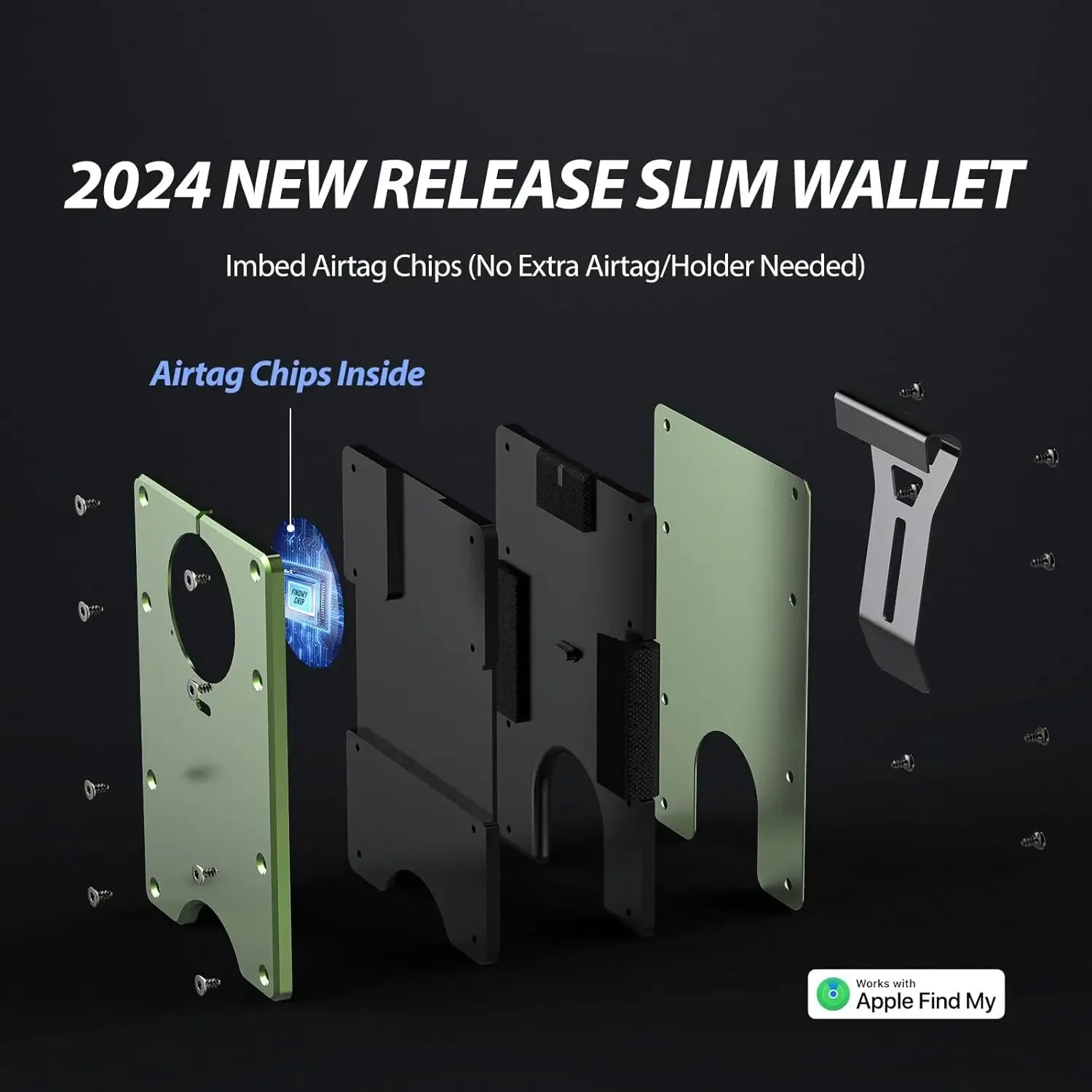RFID Blocking Credit Card Holder, Slim Wallet For Men, Compatible with Find My iOS Only, Detachable Money Clip - Luvia