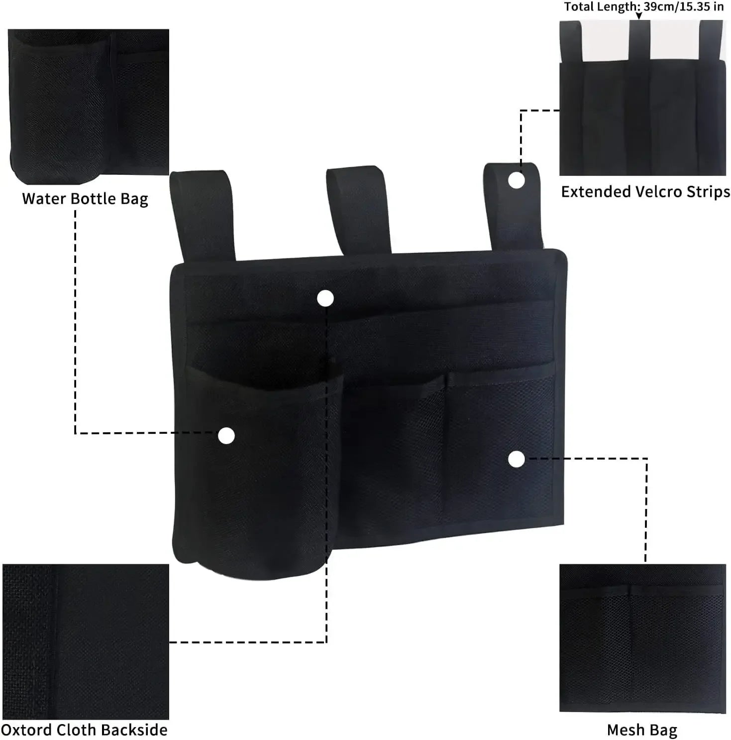 Bedside Caddy Storage Bag Multi Pockets Hanging Bag Bed Accessories Organizer Gadget Oxford Cloth for Dorm Bunk Hospital Book - Luvia