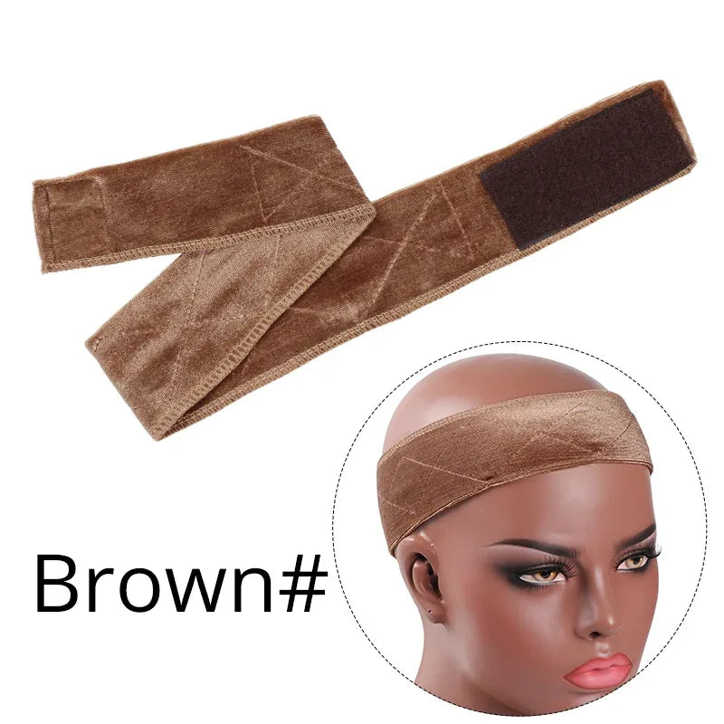 5.5cm Width Non-slip Wig Grip Headband Soft Velvet Hair Band For Fastern Wig Adjustable Wig Band For Women Black Scarf Head 1Pcs - Luvia
