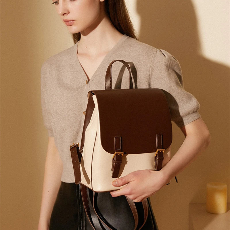 XMESSUN New Genuine leather Backpack for Women 2026 Fashion High Quality Lady Double Shoulder Large Capacity Travel Backpack