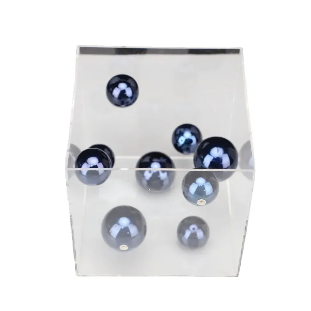 Geometric Metal Ball Art Transparent Acrylic Box Ornaments Modern Minimalist Square Living Room Decorations Desktop Furnishings - Luvia