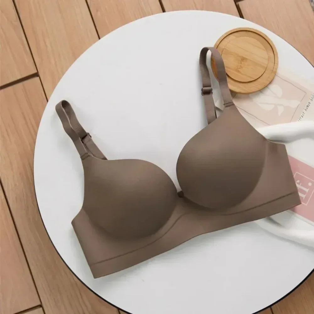 Seamless Bra for Women Gathered Lingerie Solid Small Breast Wireless Push Up Bra Thickened Comfortable Lingerie Lenceria - Luvia