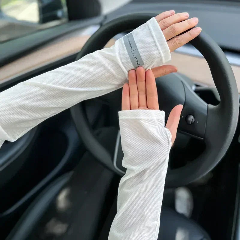 UV Protection Ice Sleeves Men Women Summer Sun Protection Arm Sleeves Outdoor Cycling Driving Arm Sleeves Gloves Sweat Absorbent - Luvia