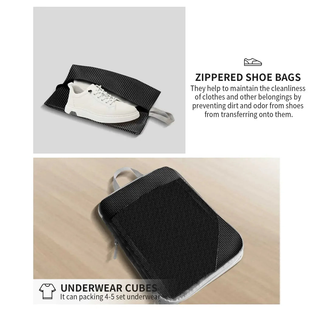 6Pcs Compression Packing Cubes Set for Travel Packing Cubes Compression Compressible Storage Bags for Carry On and Suitcases - Luvia