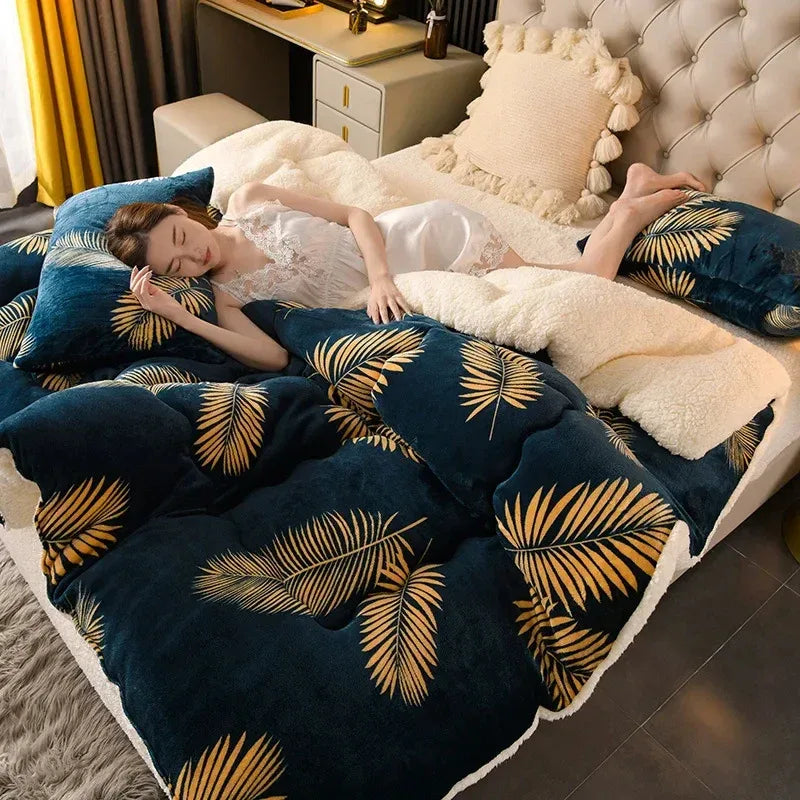 New Super Thick Winter Warm Blanket for Bed Artificial Lamb Cashmere Weighted Blankets Soft Comfortable Warmth Quilt Comforter - Luvia
