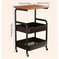 3-Tier Rolling Cart with Tabletop, Metal Tool and Snack Rack with Storage, Durable Carbon Steel Frame, Wheels for Easy Mobility - Luvia