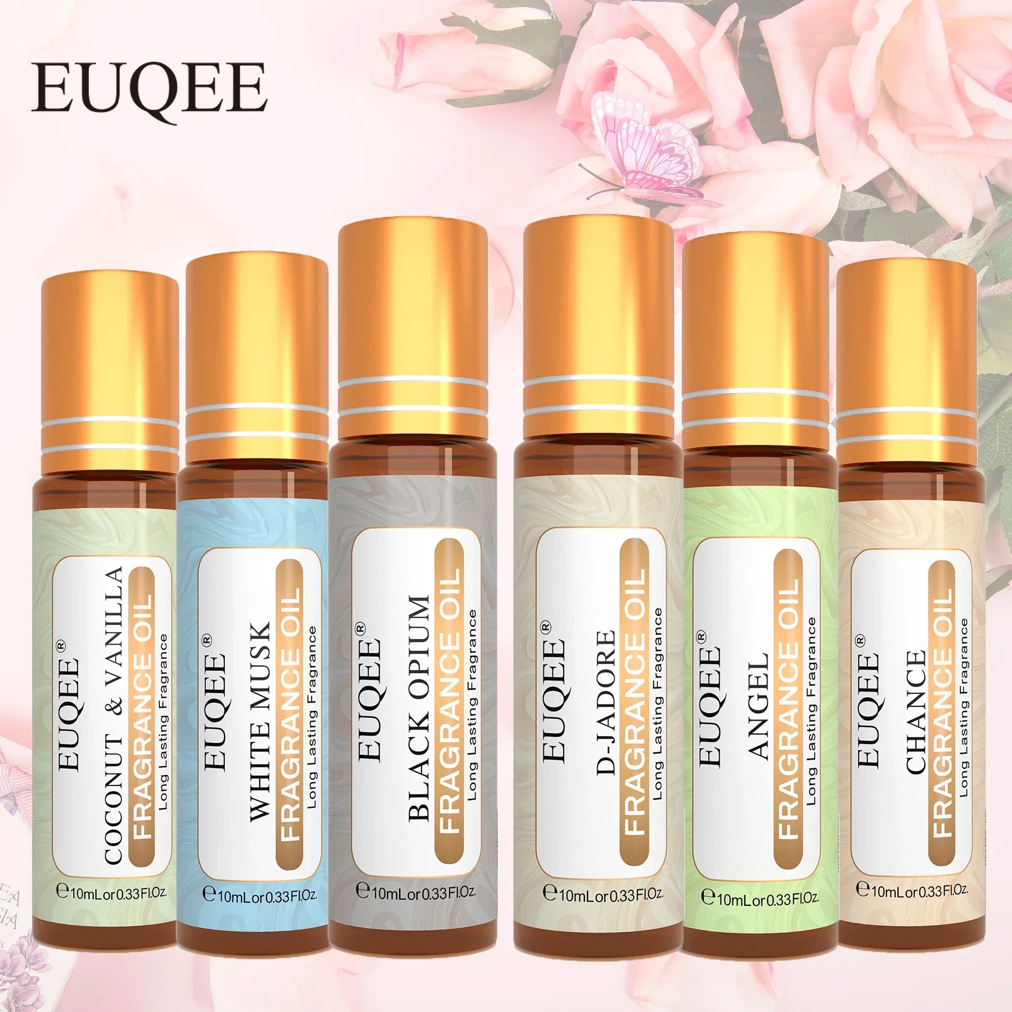 EUQEE 6pcs Fragrance Oils Set For Men & Women 10ml Roller Aroma Oil Good Girl Bright Crystal Coconut Vanilla Angel Strawberry - Luvia