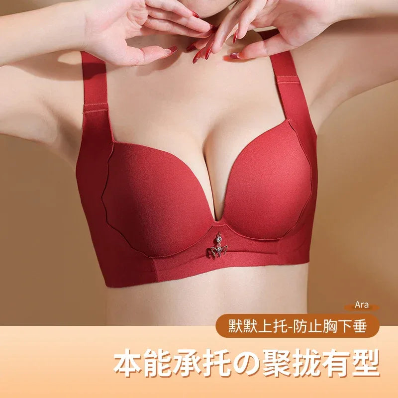 Seamless Bra for Women Plus Size Wireless Brassiere Lightly Lined Full Coverage Bra C D E Cup Sexy Bra Solid Padded Basic Femme - Luvia