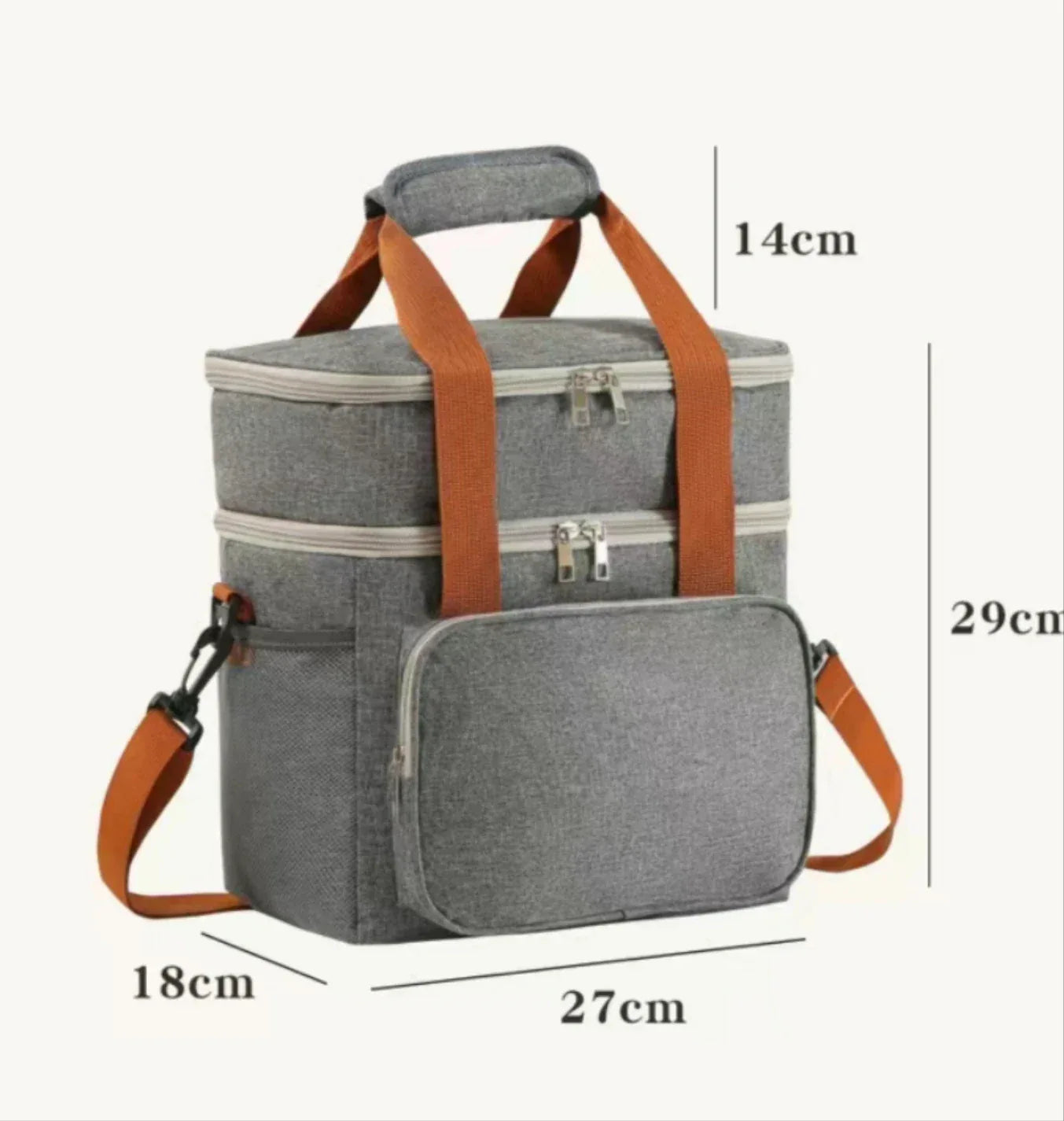 Insulated Lunch Bag|Leak-proof polyester cooler tote with PVC lining|Adjustable shoulder strap and side mesh pockets. - Luvia