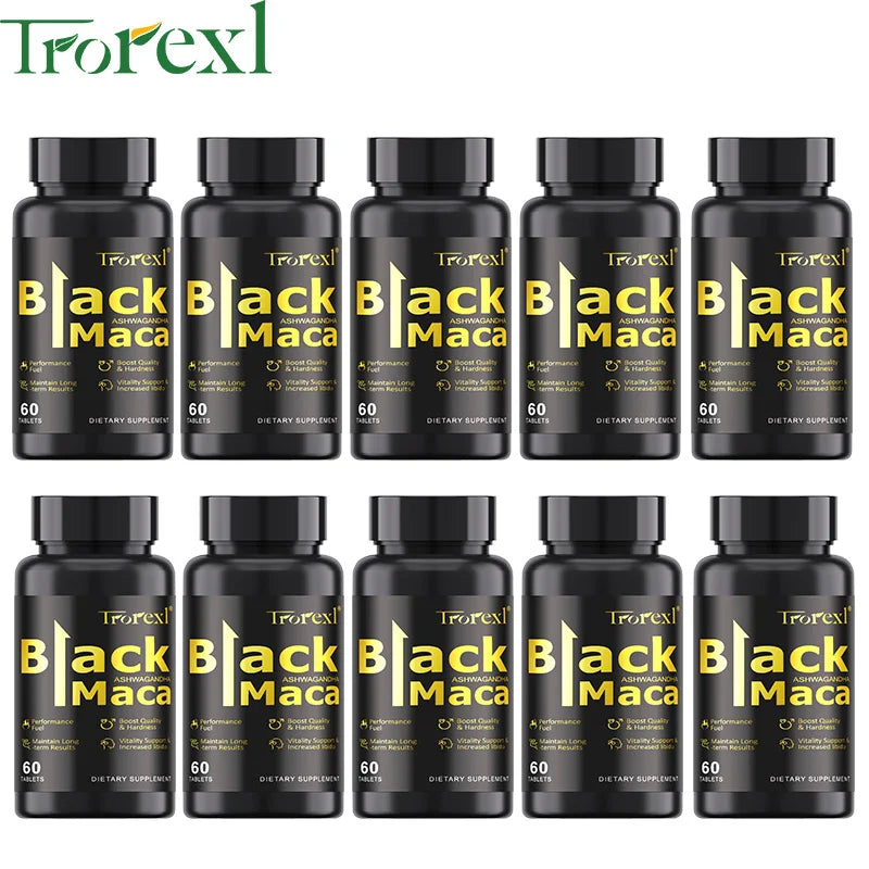 Natural Black Maca with Ashwagandha, Male Enhancing Supplements, Stamina & Energy, Supports Reproductive Health