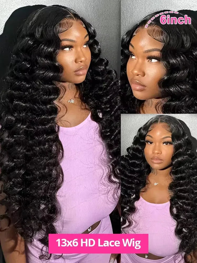 300 Density Loose Deep Wave 13x6 Hd Lace Front Human Hair Wig For Women Brazilian Curly Glueless Wigs On Clearance Sale 30 inch - Luvia