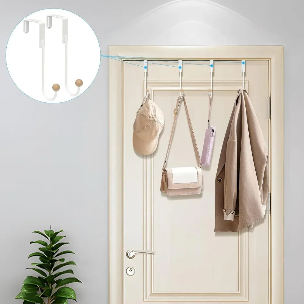 Over The Door Hooks 4 Pack Door Hanger Hooks Heavy Duty Hook Coat Rack Bathroom Kitchen Hanging Home Organization Storage Holder - Luvia