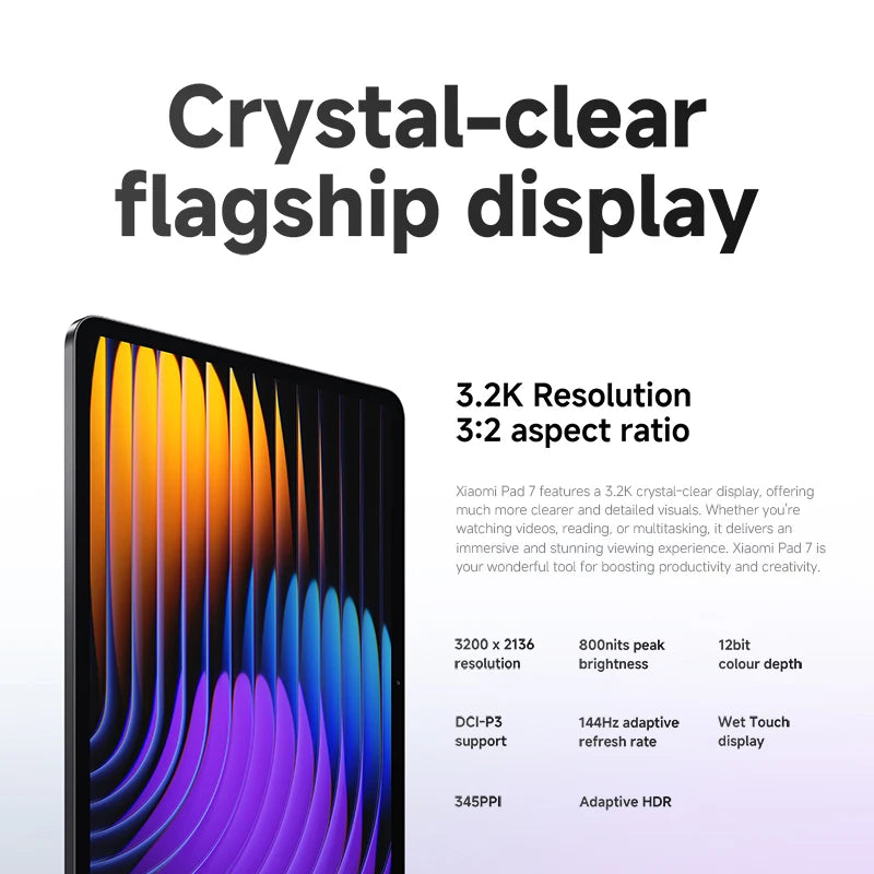 FR Warehouse Xiaomi Pad 7 Global Version Tablet  8850mAh 13MP Camera Snapdragon 7+ Gen 3 Octa-core 11.2" 3.2K Display 144Hz 45W