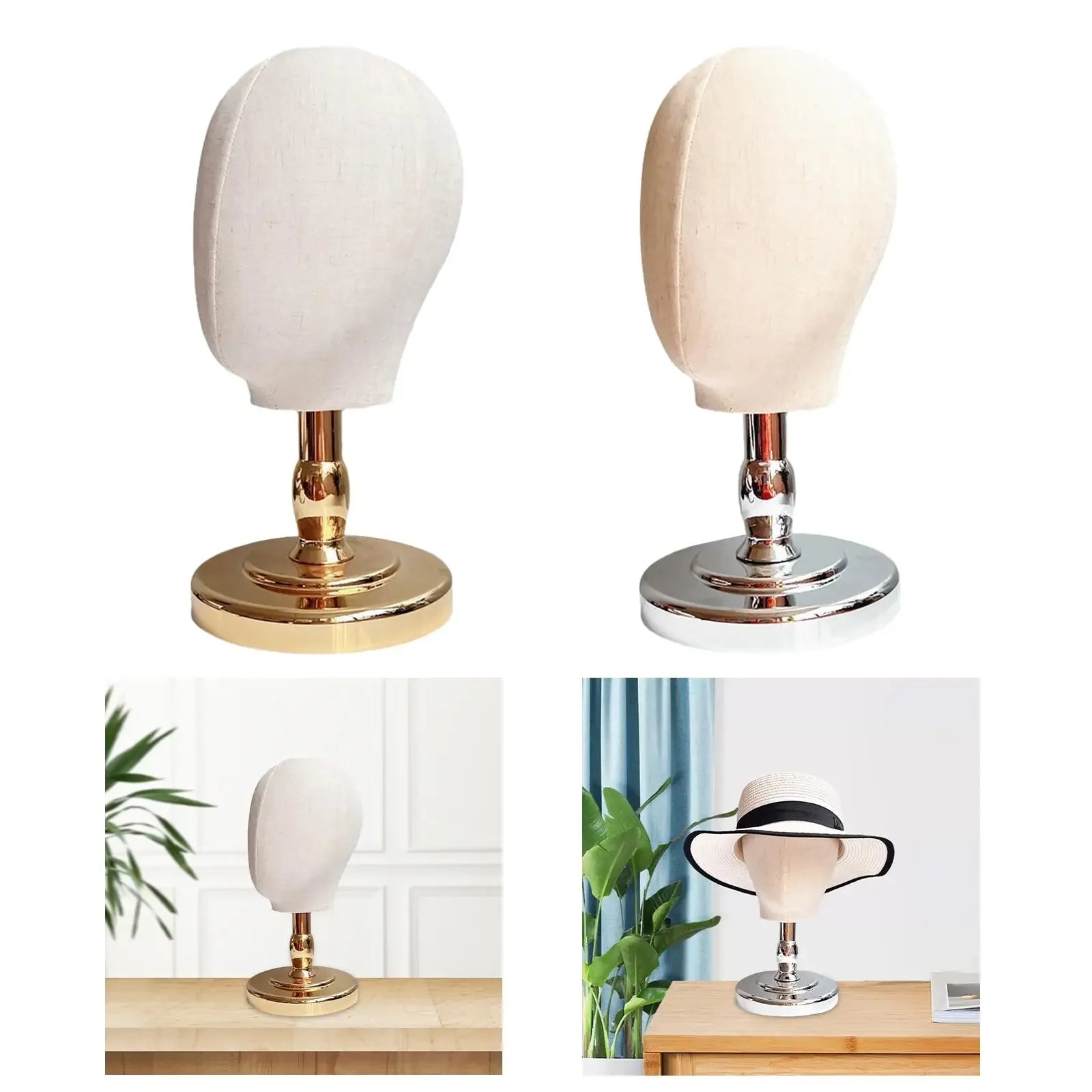 Wig Head Model Multifunctional Wig Making Hat Display Stand for Home Salon Styling Drying Hairdresser Training Jewellery - Luvia