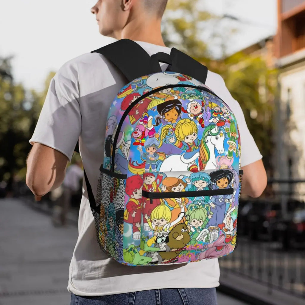 Cartoon Cute Rainbow Brite Student Backpack School Bag Hiking Travel Daypack for Boys Girls Fashion Bookbag Shoulder Bags