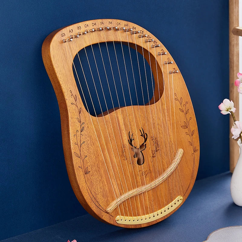 Lyre Harp 16 19 Strings Mahogany Wood Harp Piano 19 Strings Stringed Musical Instrument With Tuning Wrench Spare Strings
