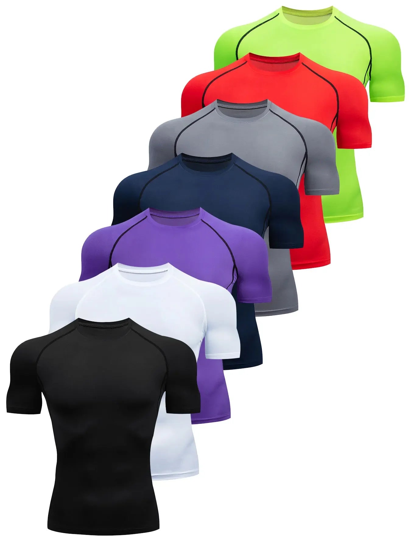 Men's Compression Top, Active Mid Stretch Breathable Moisture Wicking Workout T-shirt For Outdoor Sports - Luvia
