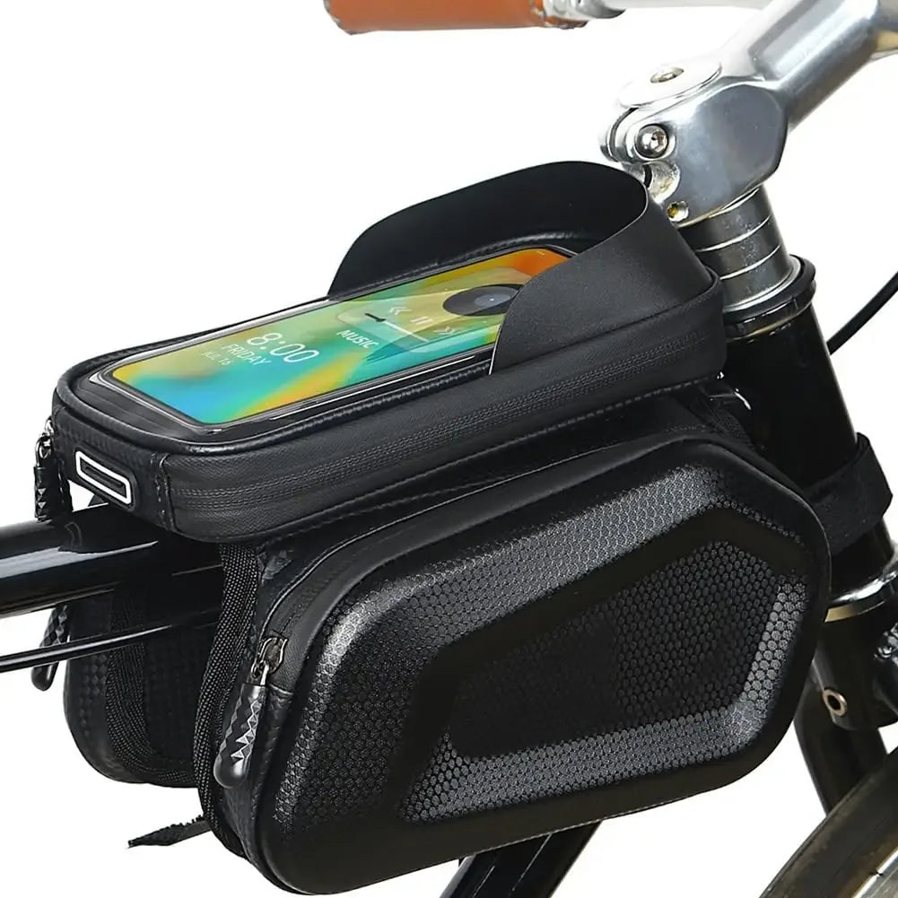 Bike Frame Bag Waterproof Bicycle Bike Phone Front Holder Mount Mountain Bike Accessories for Cell Phone Under 6.8" - Luvia
