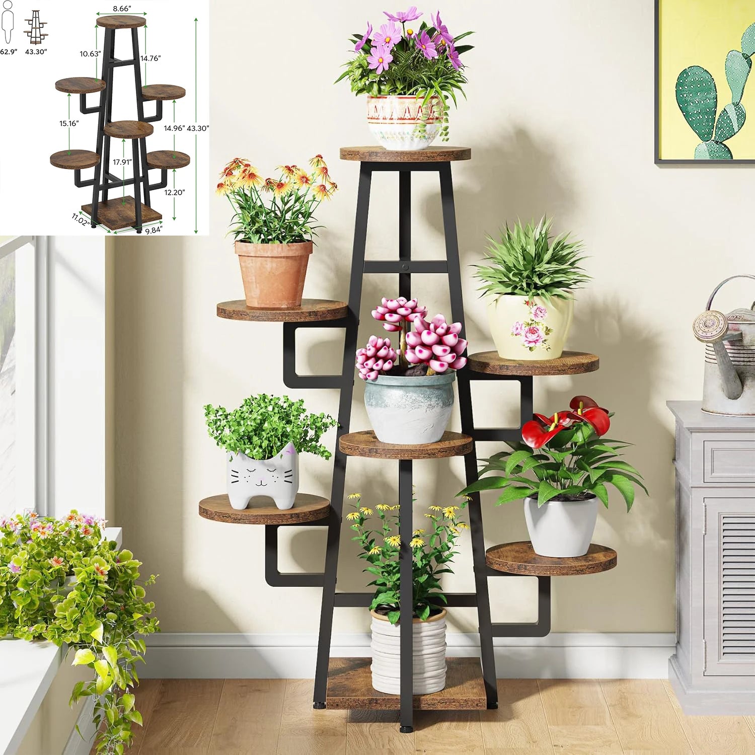 Plant Stand Indoor, Multi-Tiered 11 Potted Plant Shelf Flower Stands, Tall Plant Rack Display Holder Planter Organizer