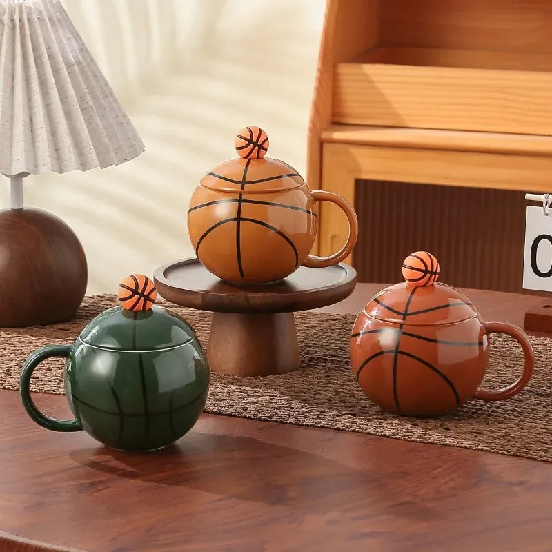Novelty Basketball Styling Mug Sports Theme Family Ornament Coffee Mug Juice Drinking Set with Ceramic Sports Souvenir - Luvia