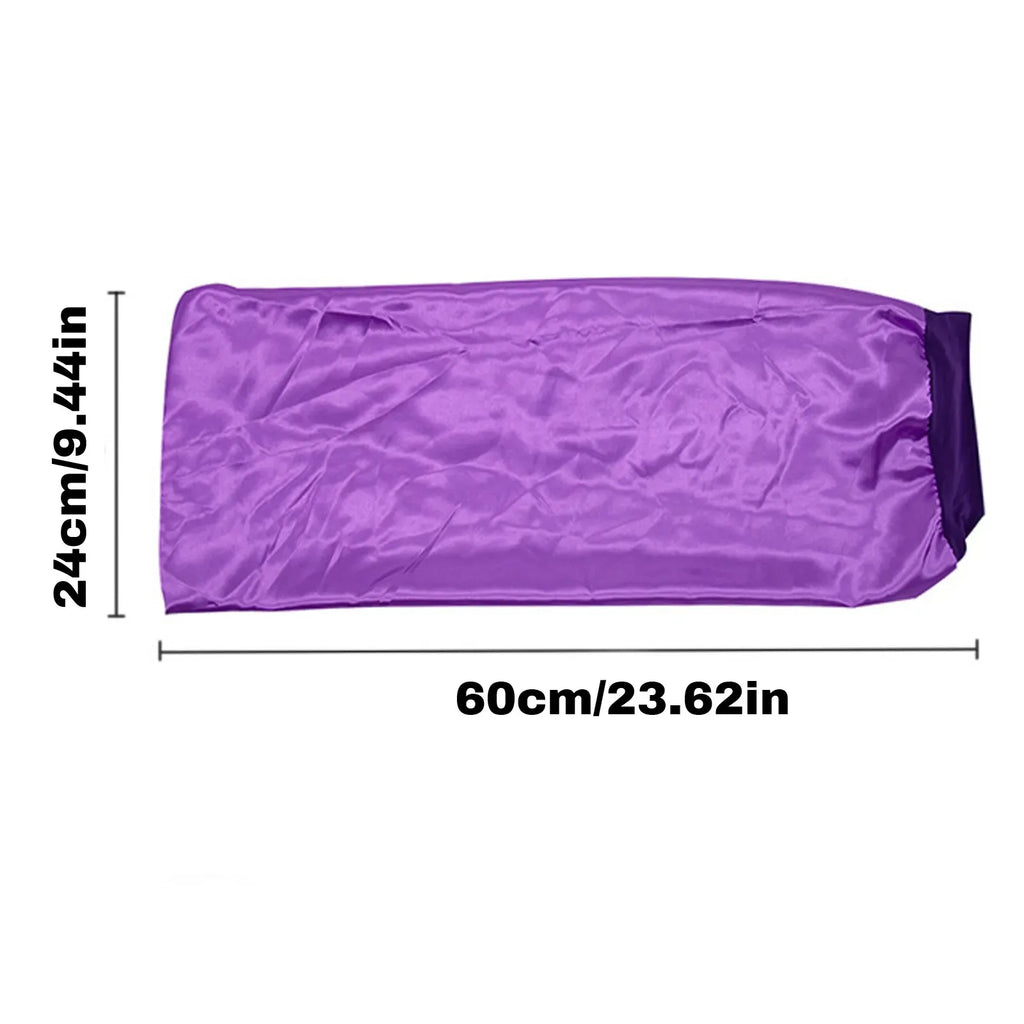 Long Satin Bonnet Sleep Cap Silk Sleeping Cap with Wide Elastic Band Loose Night Hat for Women Braids Curly Hair Black - Luvia