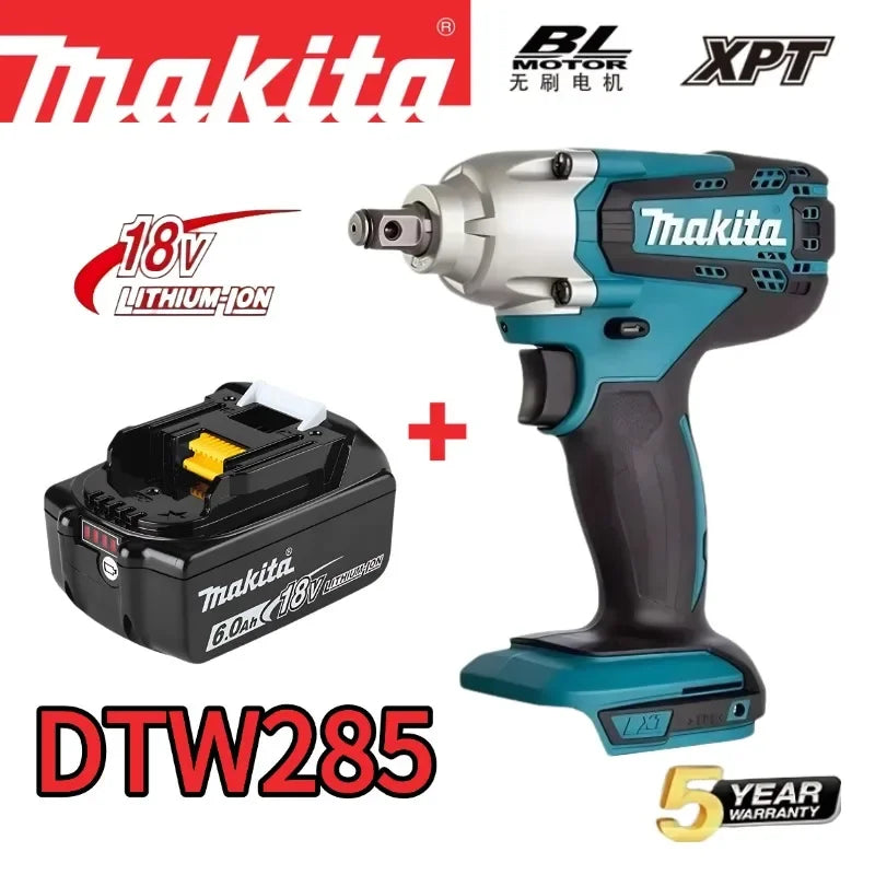 💯️Makita DTW285 Tools Impact Wrench Machine Brushless Cordless Electric Wrench High Torque Rechargable Tool Makita 18V Battery
