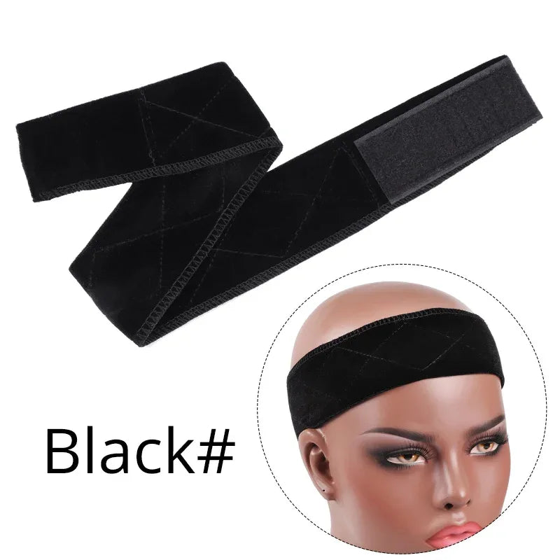 5.5cm Width Non-slip Wig Grip Headband Soft Velvet Hair Band For Fastern Wig Adjustable Wig Band For Women Black Scarf Head 1Pcs - Luvia