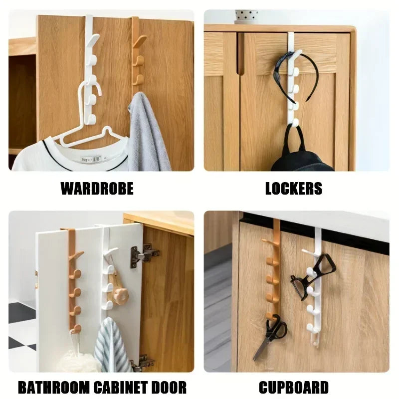 1pcs Bedroom Door Hanger Clothes Hanging Rack Over The Door Plastic Home Storage Organization Hooks, Purse Holder for Bags Rails