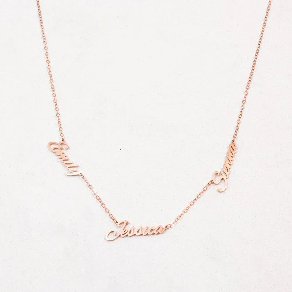 Personalized Customized Necklace for Women Double Name Pendant Stainless Steel Jewelry Couple Heart 1-5 Names Charm Chain Choker - Luvia
