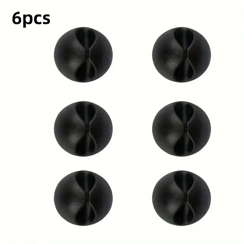 6-pack Cable Clips - Cable Organizer for Home, Office, and Car Charging - Desktop and Data Cable Management - Luvia