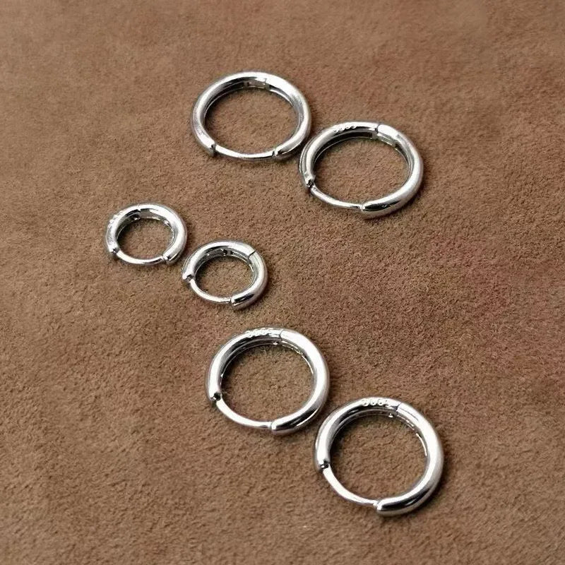 Exquisite 925 Sterling Silver Small Earrings, Plain Silver, Comfortable Earrings, Smooth Earrings, Suitable for Girls, Women - Luvia