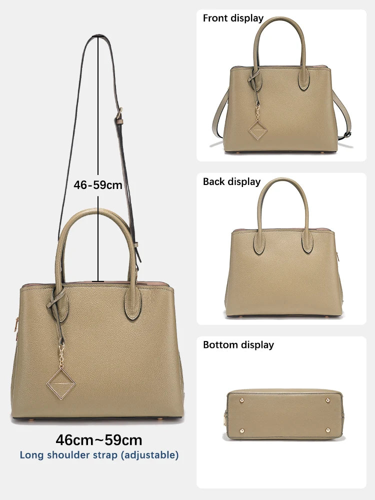 Zency Women's Genuine Leather Large Shopper Bag Designer Shoulder Bags Handbag Bucket Crossbody 2025 leather Top Handles Bags