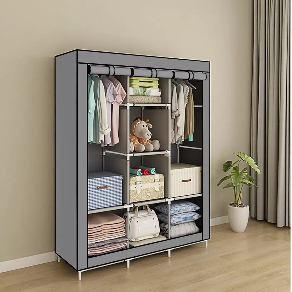 Portable Wardrobe Clothes Organizer Non-Woven Fabric Wardrobe Storage Cupboard for Bedroom 128*45*170cm Storage Shelves