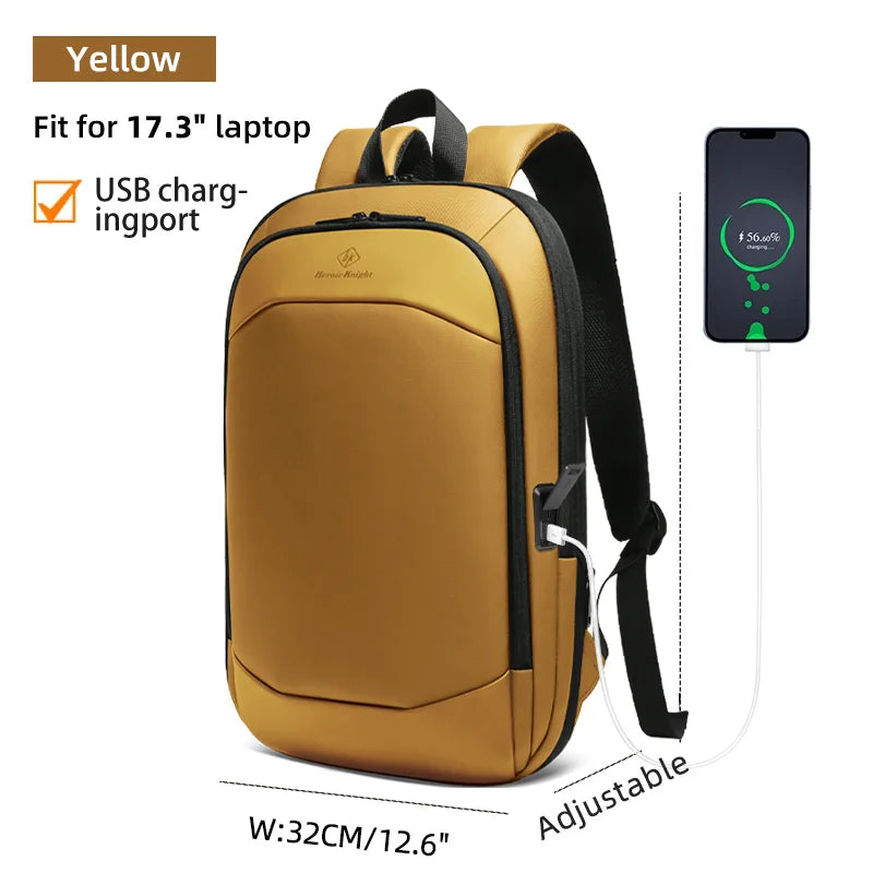 HcanKcan Fashion Men's Backpack Lightweight Expandable Backpack for Men 17.3 Inch Laptop Travel Daypack with USB Port School Bag