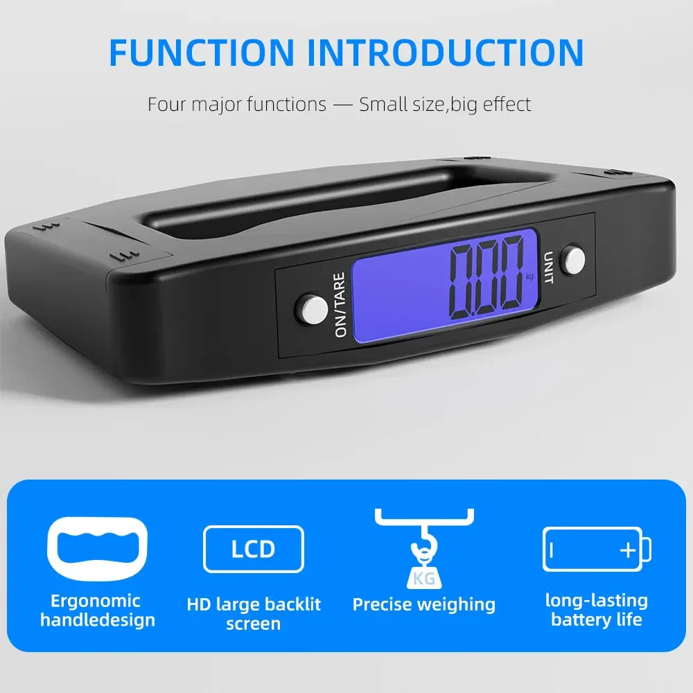 Digital Luggage Scale 50kg/110lb, Portable Handheld Scale with Backlight, Tare Function, 4 Units (g/kg/oz/lb) – Perfect for Tra - Luvia